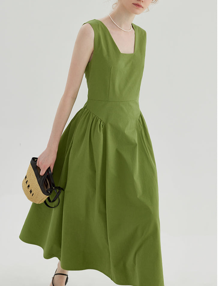 Fashion Square Neck Suspender Dress