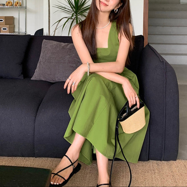 Fashion Square Neck Suspender Dress