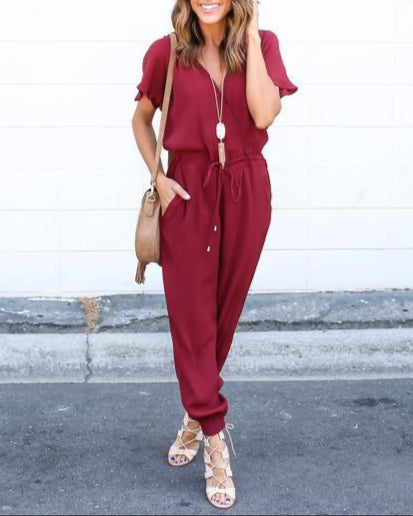 Fashion Solid Color Harem Pants Jumpsuits