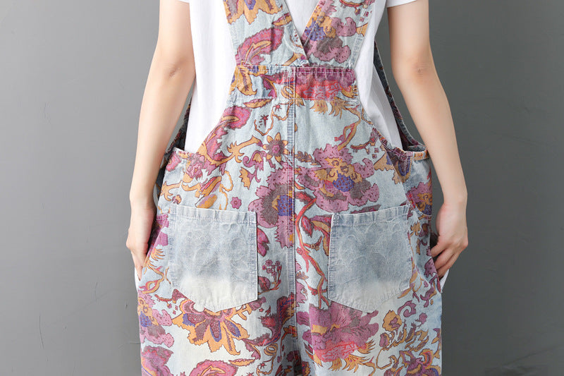Fashion Ethnic Old Jeans Washed Holes Jumpsuits