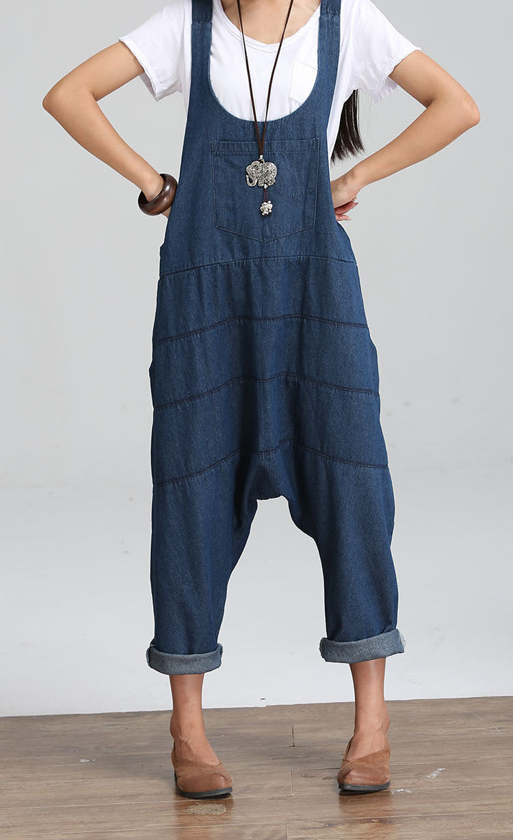 Fashion Vintage Palazzo Denim Jumpsuit