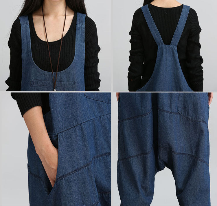 Fashion Vintage Palazzo Denim Jumpsuit