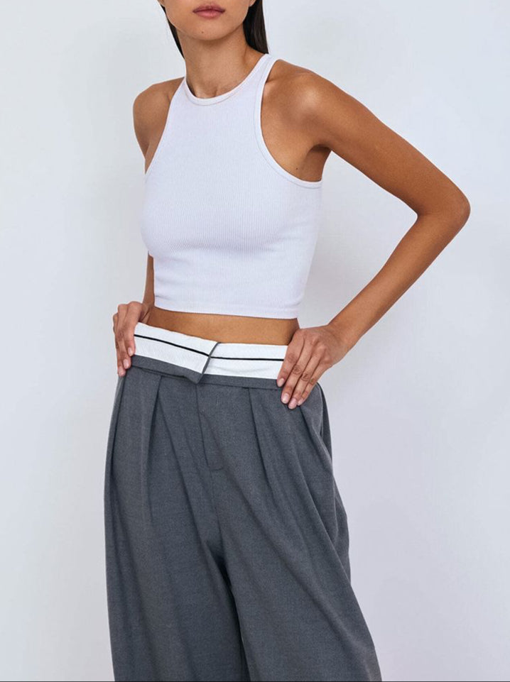 Fashion Versatile Wide Stitching Pants