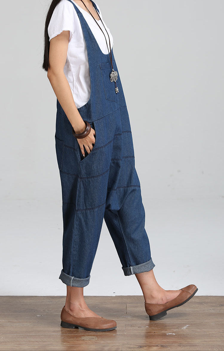 Fashion Vintage Palazzo Denim Jumpsuit