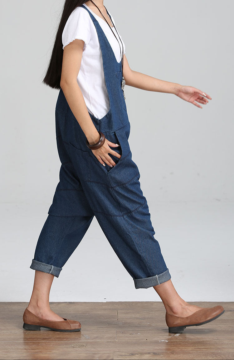 Fashion Vintage Palazzo Denim Jumpsuit