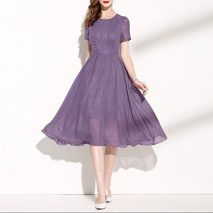 Fashion Lace Patchwork Purple Dress