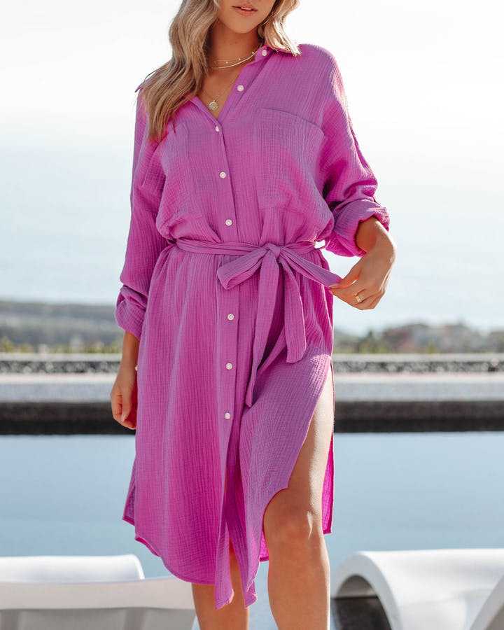 Fashion Long Sleeved Shirt Dress