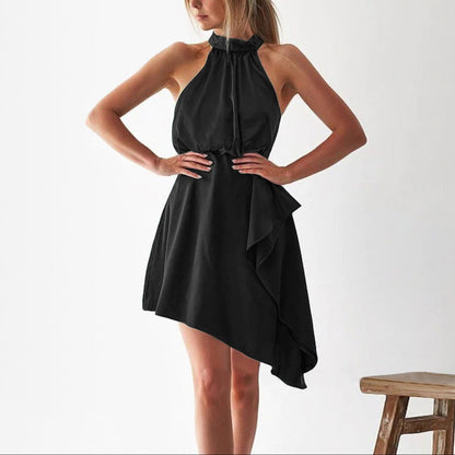 Fashion Satin Hanging Neck Dress
