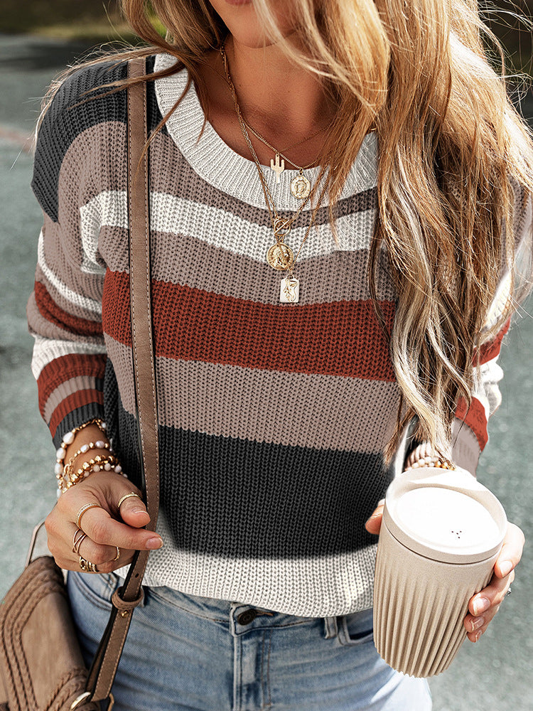 Fashion Stitching Long-Sleeved Sweater