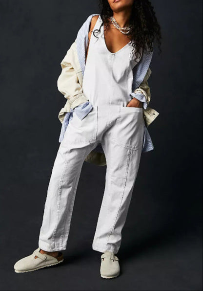 Fashion Solid Color Suspender Jumpsuits