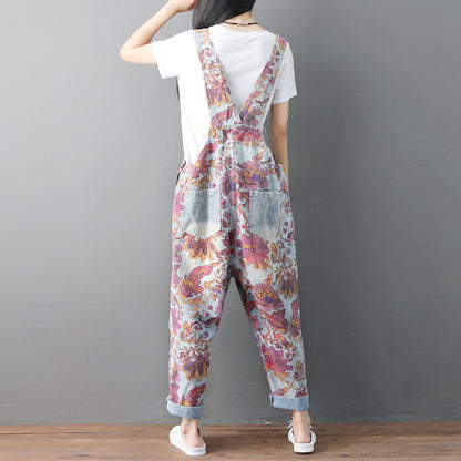 Fashion Ethnic Old Jeans Washed Holes Jumpsuits
