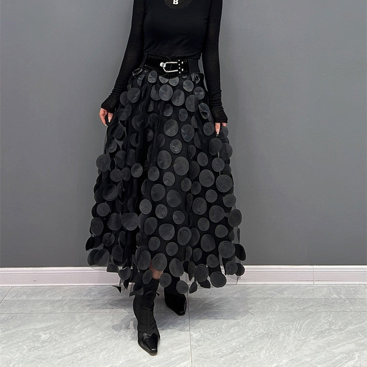 Fashion 3D Polka Dot Mesh Skirt