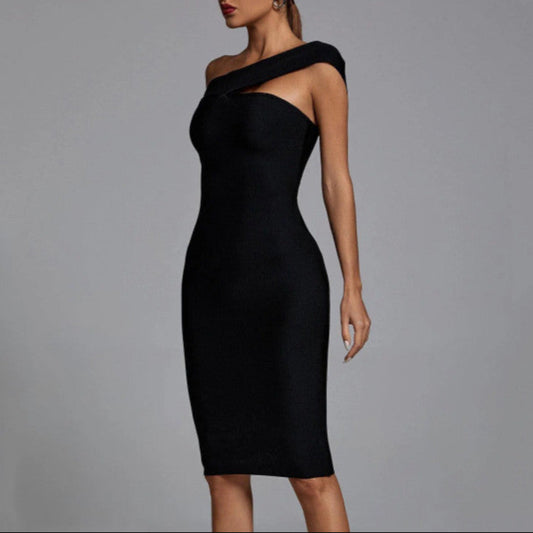 Fashion Black Slim Bandage Dress