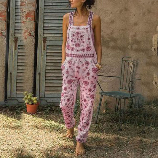 Fashion Floral Pants Jumpsuit