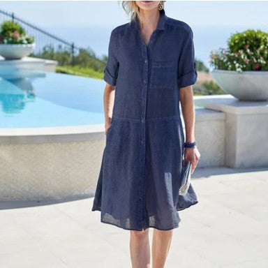 Fashion Linen Midi Dress