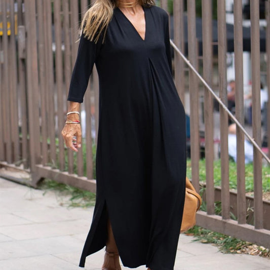Fashion V-Neck Slit Dress