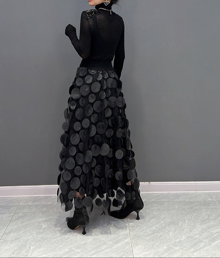 Fashion 3D Polka Dot Mesh Skirt
