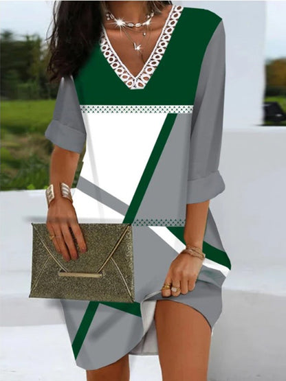 Fashion Casual Positioning Printing Mid-Length Dress