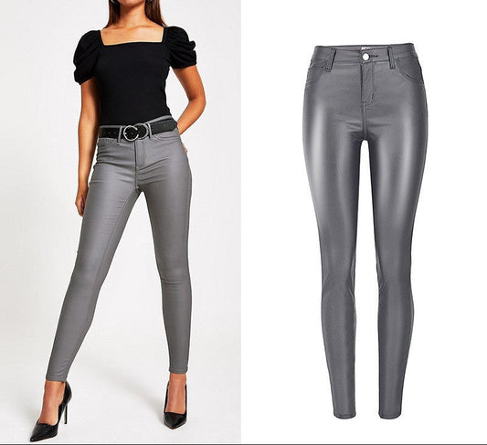 Fashion Body Leather Denim Pants