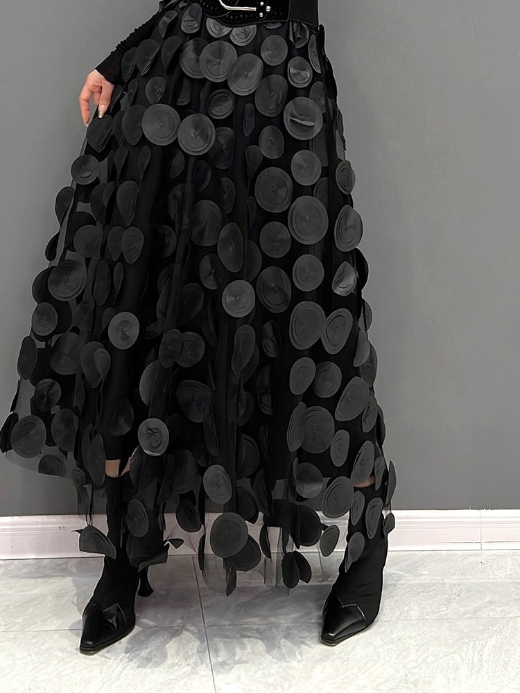 Fashion 3D Polka Dot Mesh Skirt