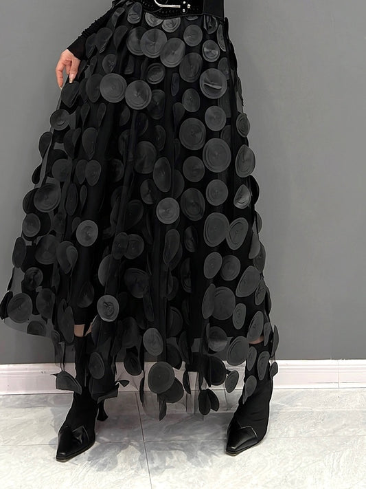 Fashion 3D Polka Dot Mesh Skirt