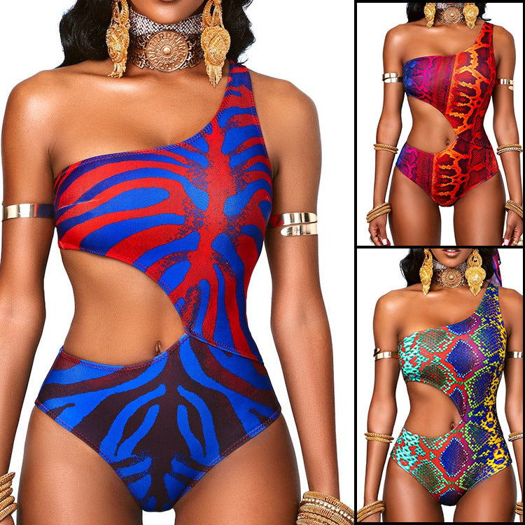 Fashion Snake Print One-Piece Swimsuit