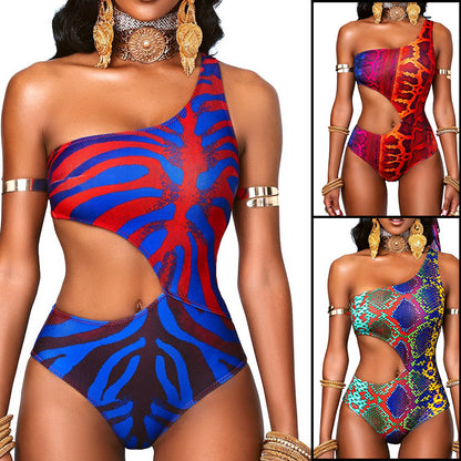Fashion Snake Print One-Piece Swimsuit