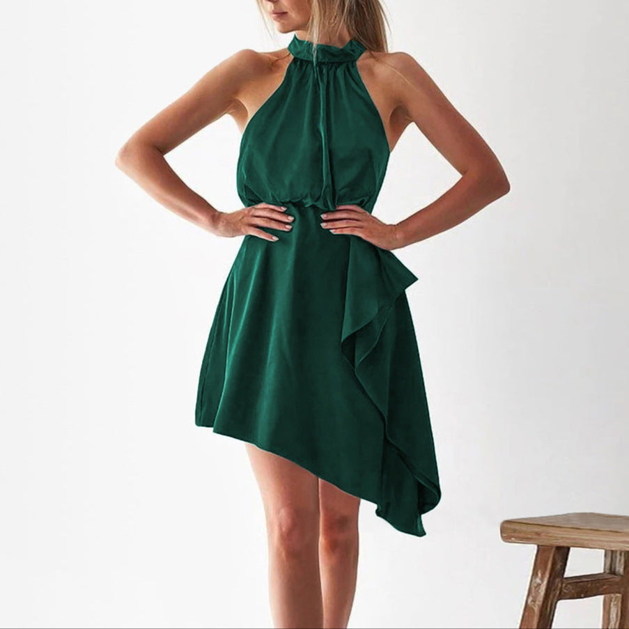 Fashion Satin Hanging Neck Dress