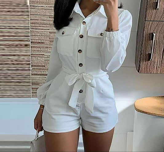 Fashion White Woven Jumpsuit