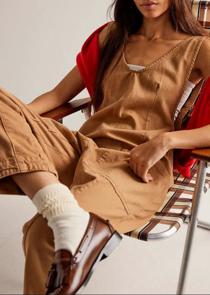 Fashion Solid Color Suspender Jumpsuits