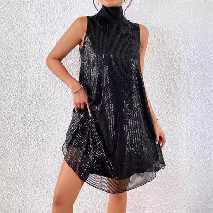 Fashion Sequin Shiny Sleeveless Pullover Dress