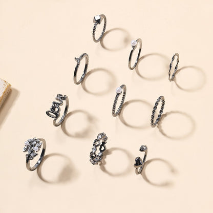 Fashion All-Match Pearl Letter Twin Flower Ring