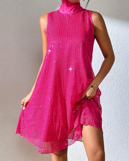 Fashion Sequin Shiny Sleeveless Pullover Dress