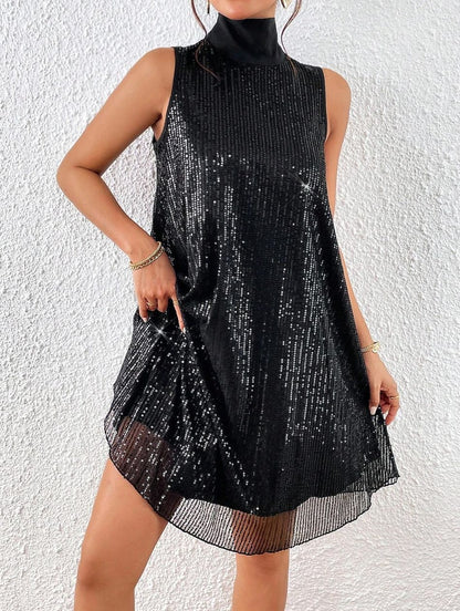 Fashion Sequin Shiny Sleeveless Pullover Dress