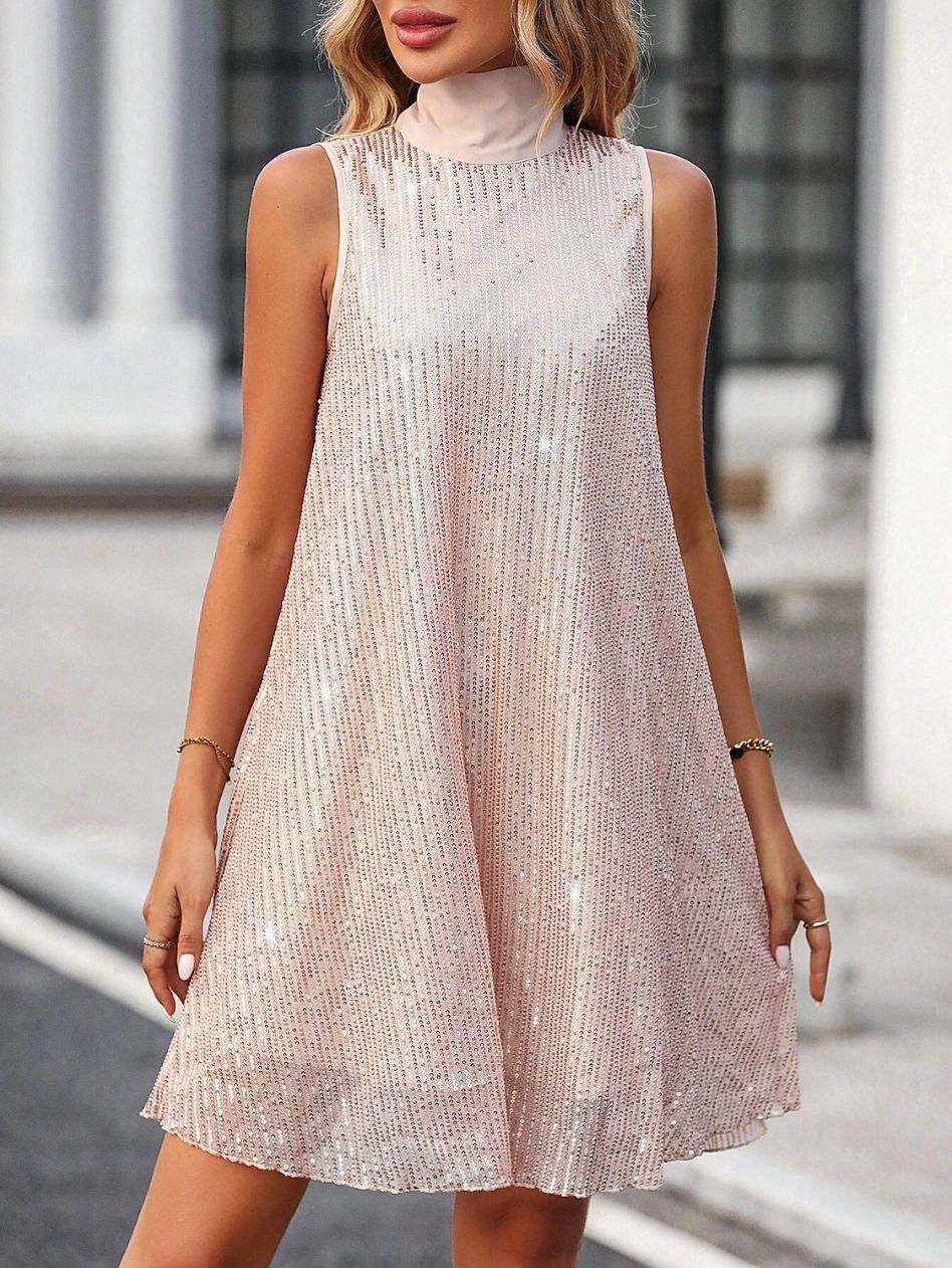 Fashion Sequin Shiny Sleeveless Pullover Dress