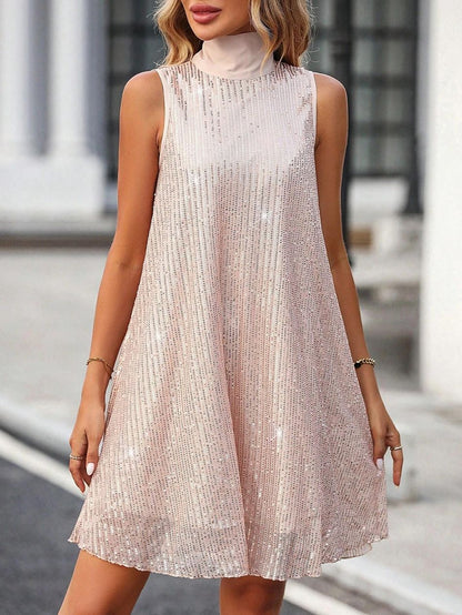 Fashion Sequin Shiny Sleeveless Pullover Dress