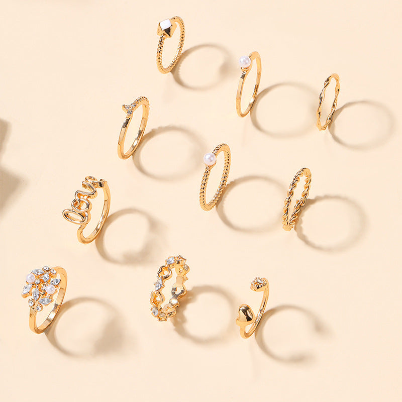 Fashion All-Match Pearl Letter Twin Flower Ring