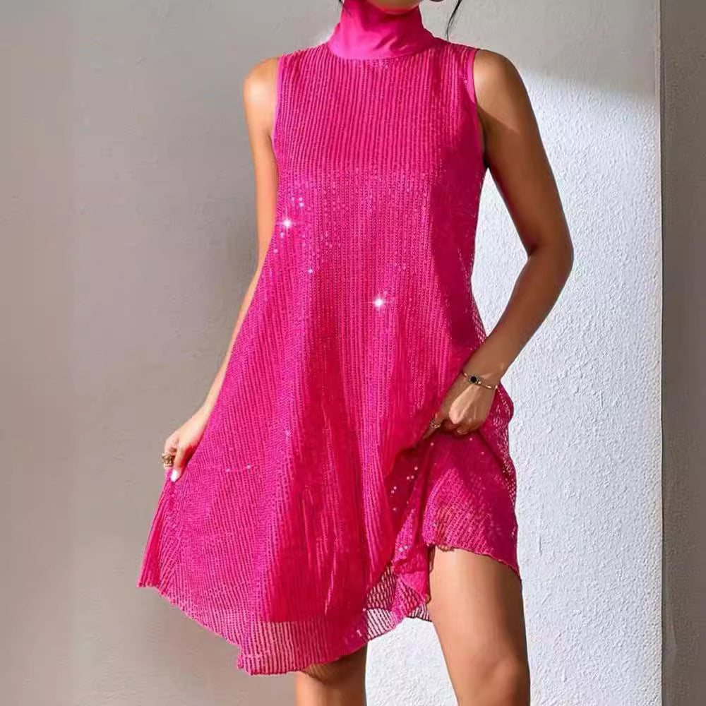 Fashion Sequin Shiny Sleeveless Pullover Dress