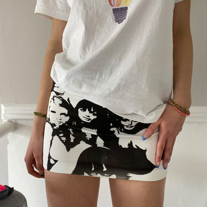 Fashion Abstract Portrait Graffiti Skort