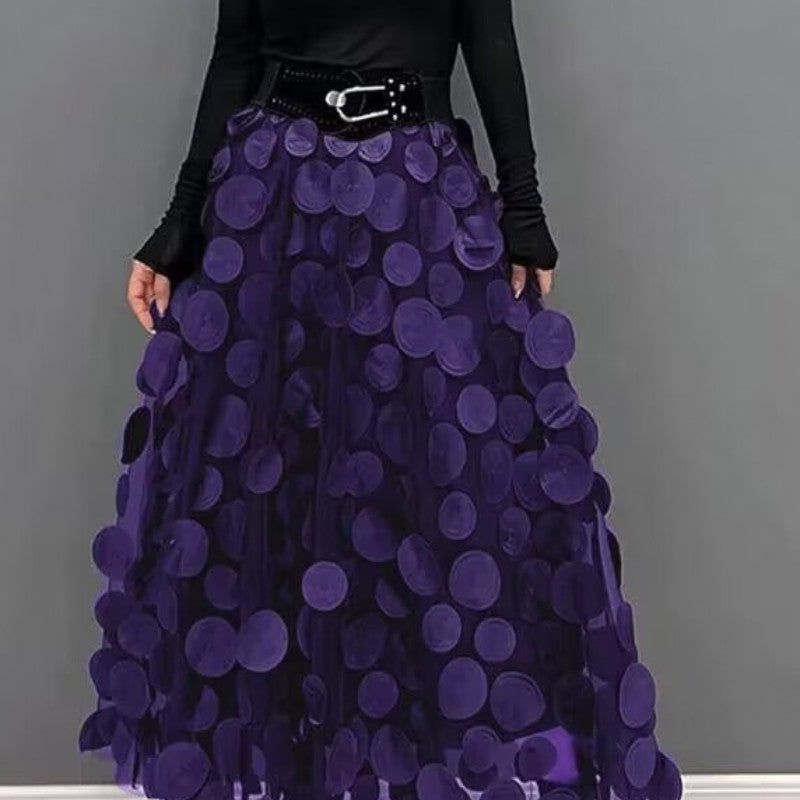 Fashion 3D Polka Dot Mesh Skirt