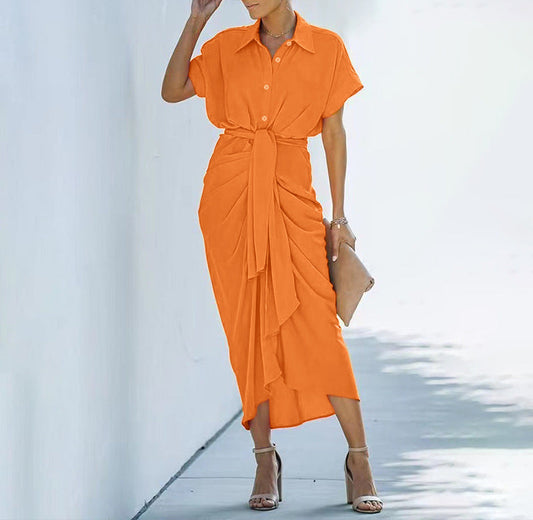 Fashion Polo Collar Shirt Dress