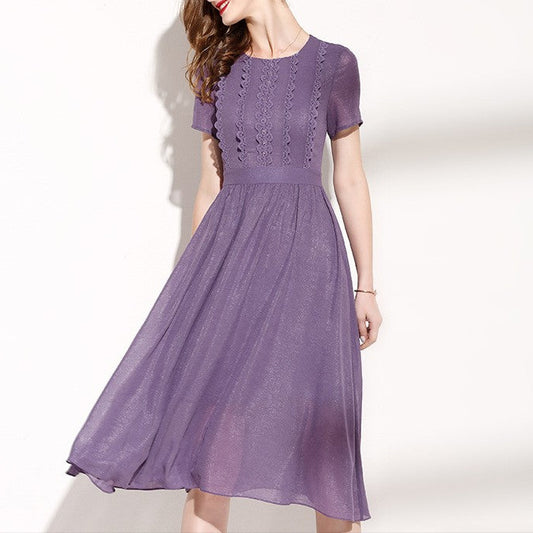 Fashion Lace Patchwork Purple Dress