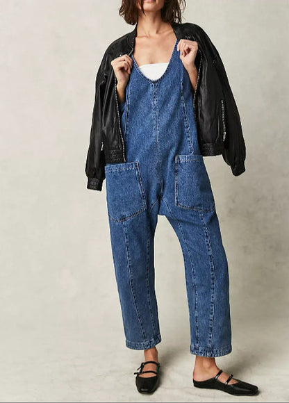 Fashion Solid Color Suspender Jumpsuits