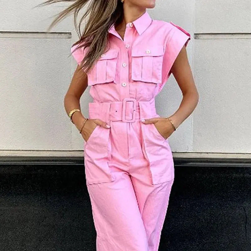 Fashion Off-Shoulder Collar Waist Jumpsuit