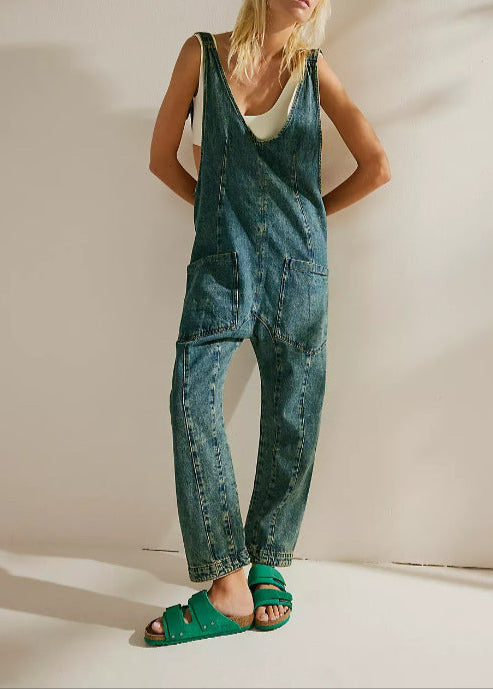 Fashion Solid Color Suspender Jumpsuits