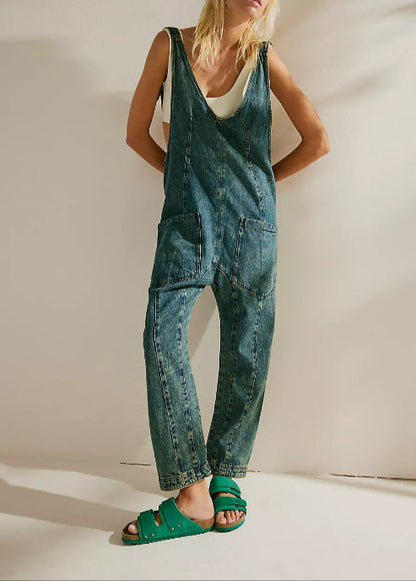 Fashion Solid Color Suspender Jumpsuits